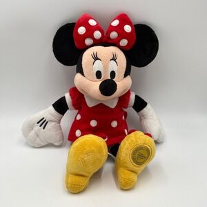 Disney Store Minnie‎ Mouse Plush Doll Red Polka Dot Dress Authentic 14"